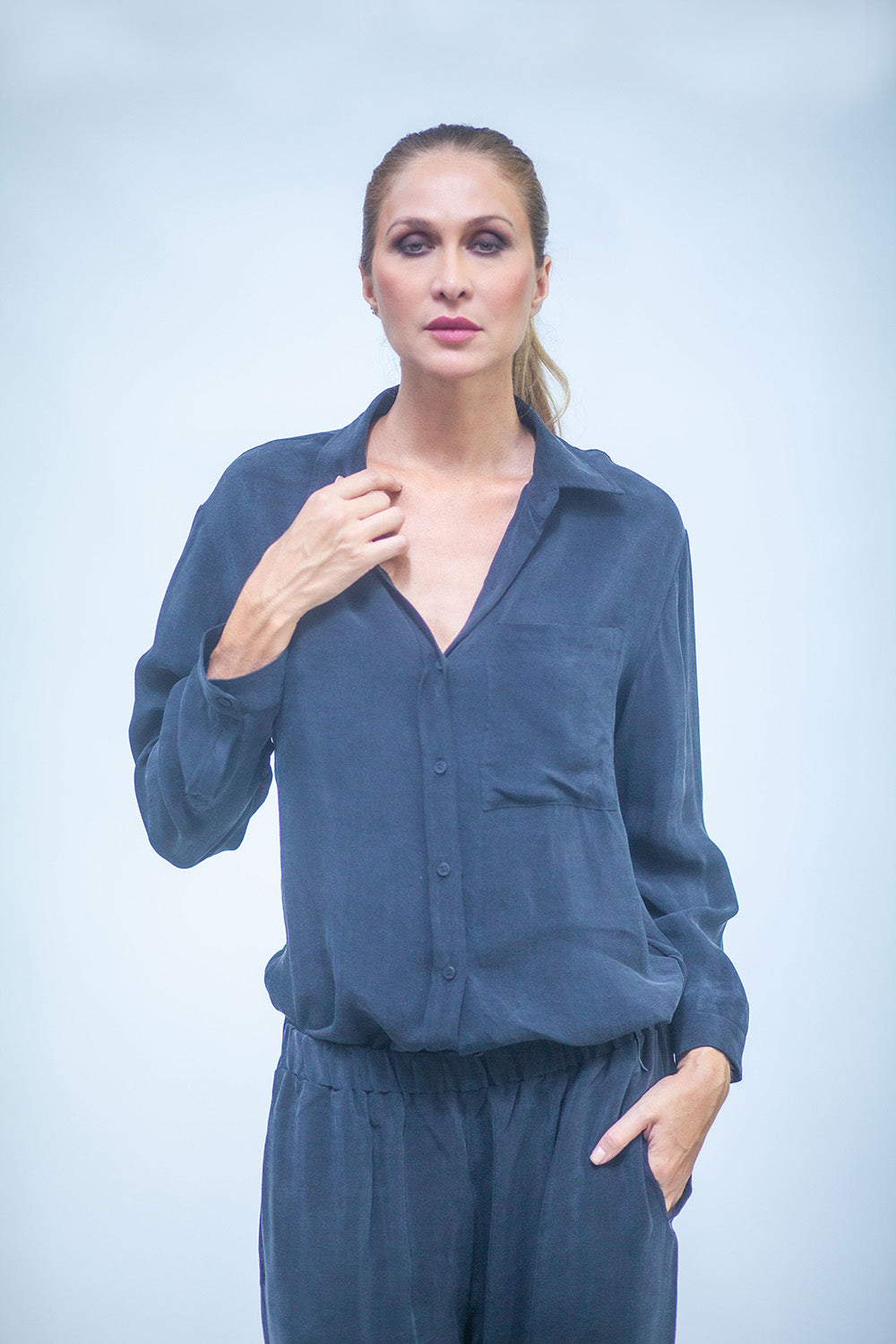 Women's long-sleeved cupro shirt LMSL022