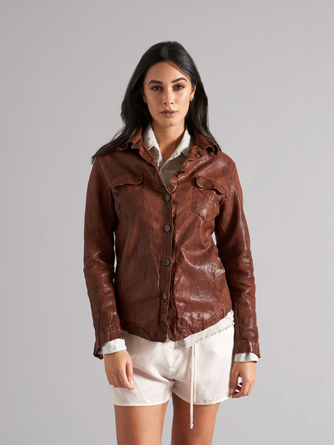 Women's genuine leather jacket LJL038.