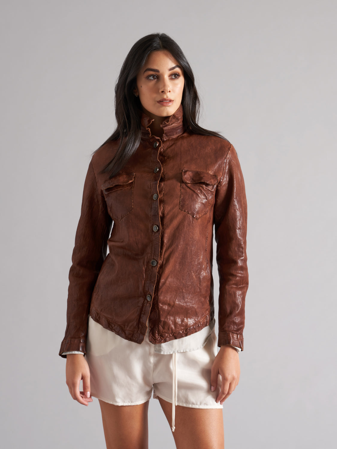 Women's genuine leather jacket LJL038.