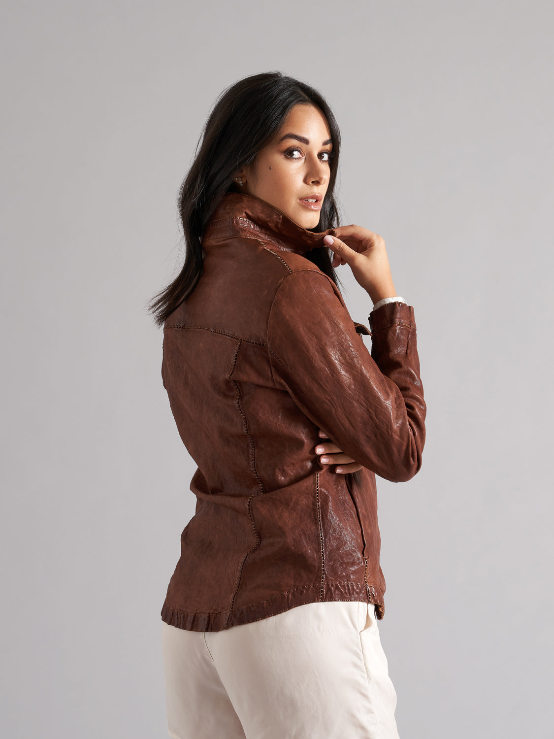 Women's genuine leather jacket LJL038.