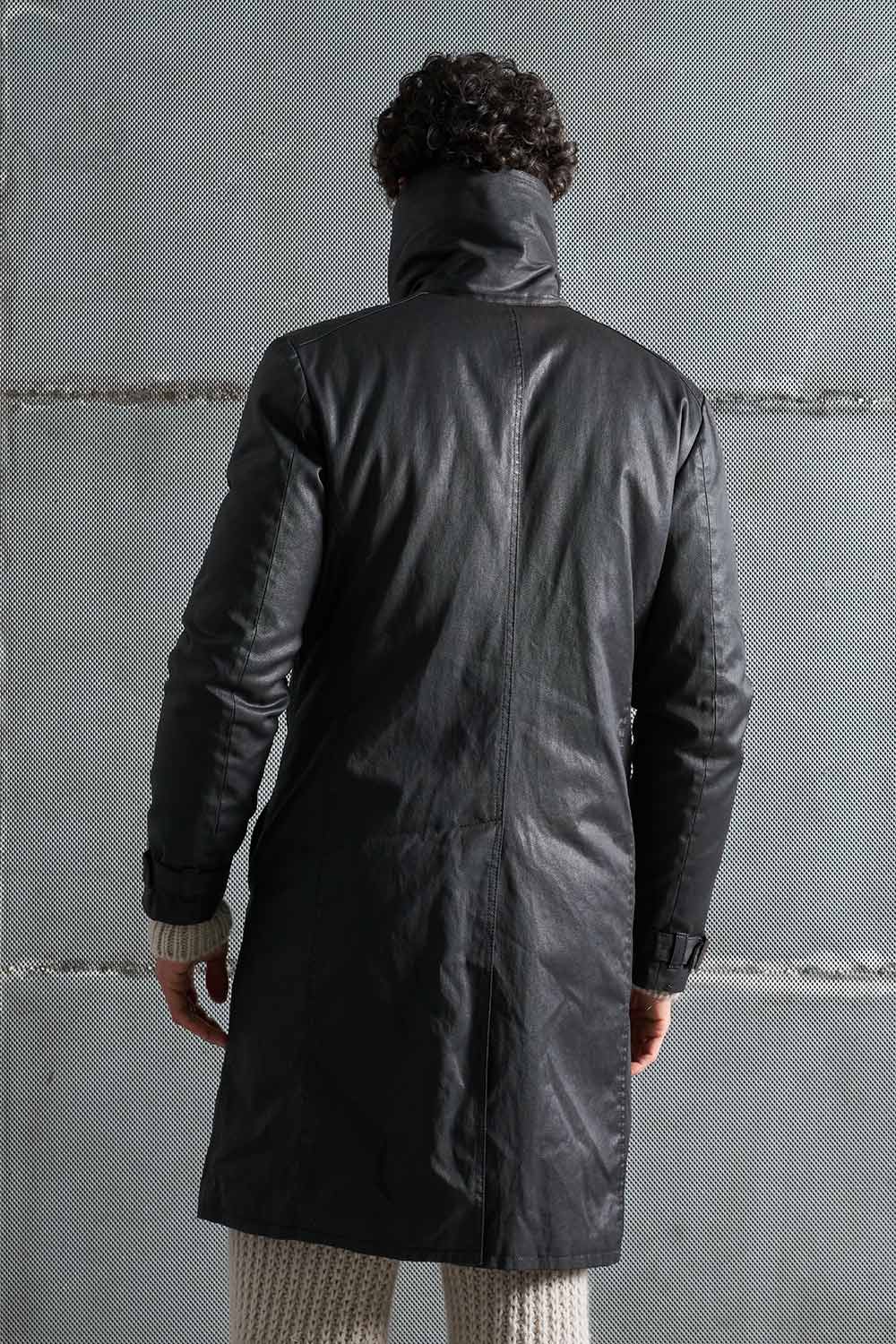 Men's coat in twill fabric and real sheepskin MCL001