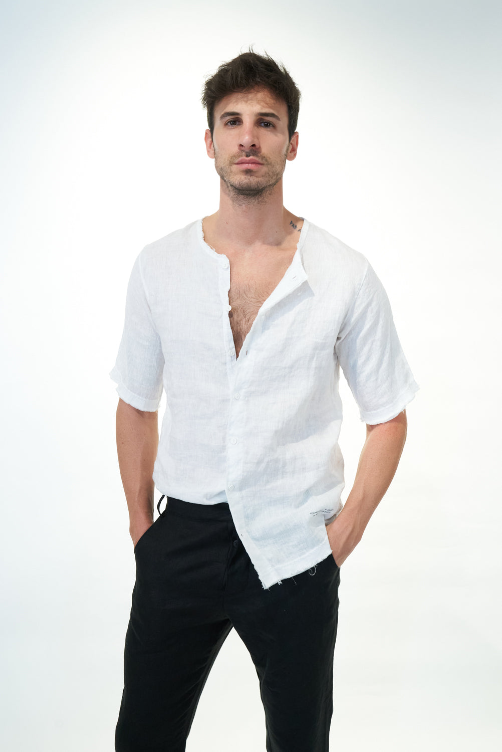 MSH005 short-sleeved linen shirt