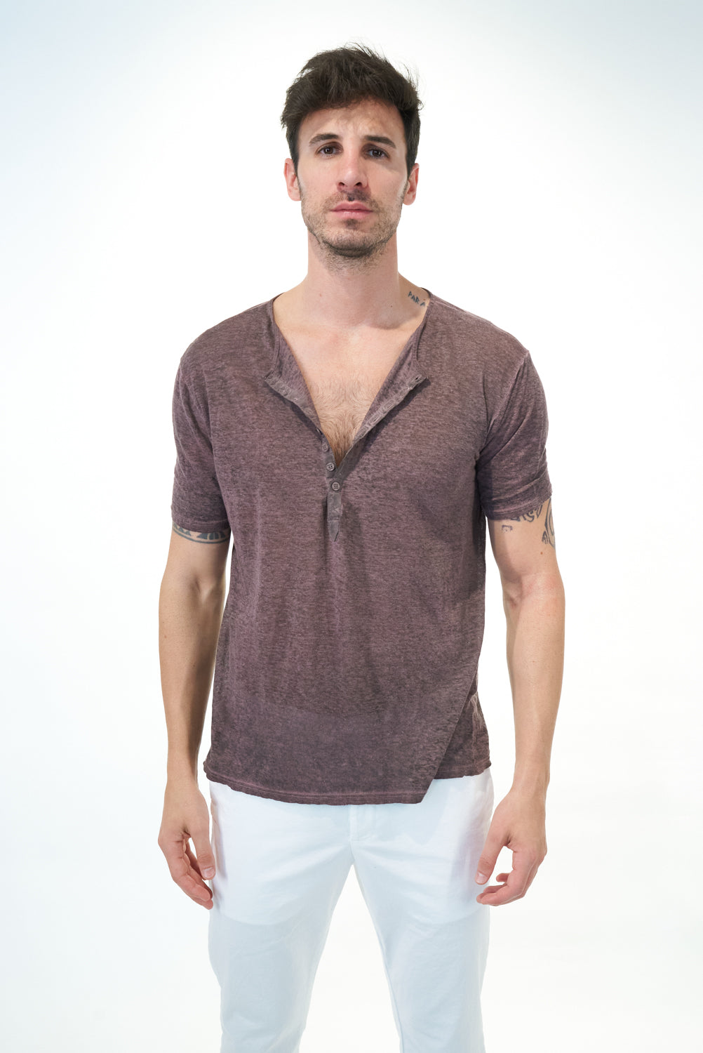 MTH048 short-sleeved linen t-shirt