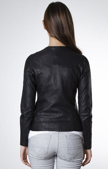 Real leather jacket with zip