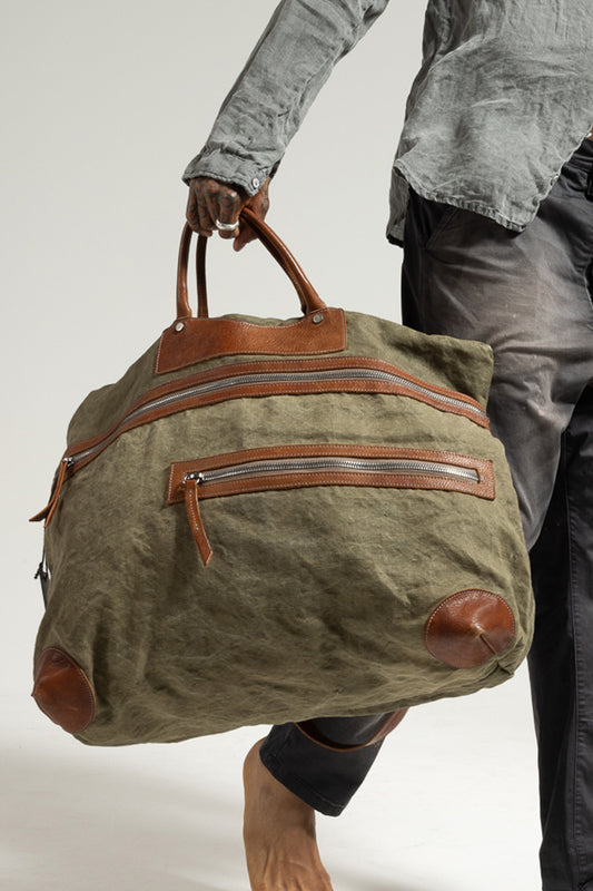 Cotton bag with leather inserts BAG 31 TEX.