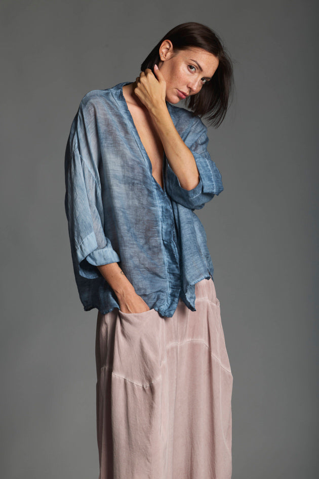 Camicia dalla linea morbida in misto cotone e seta Donna LBL013