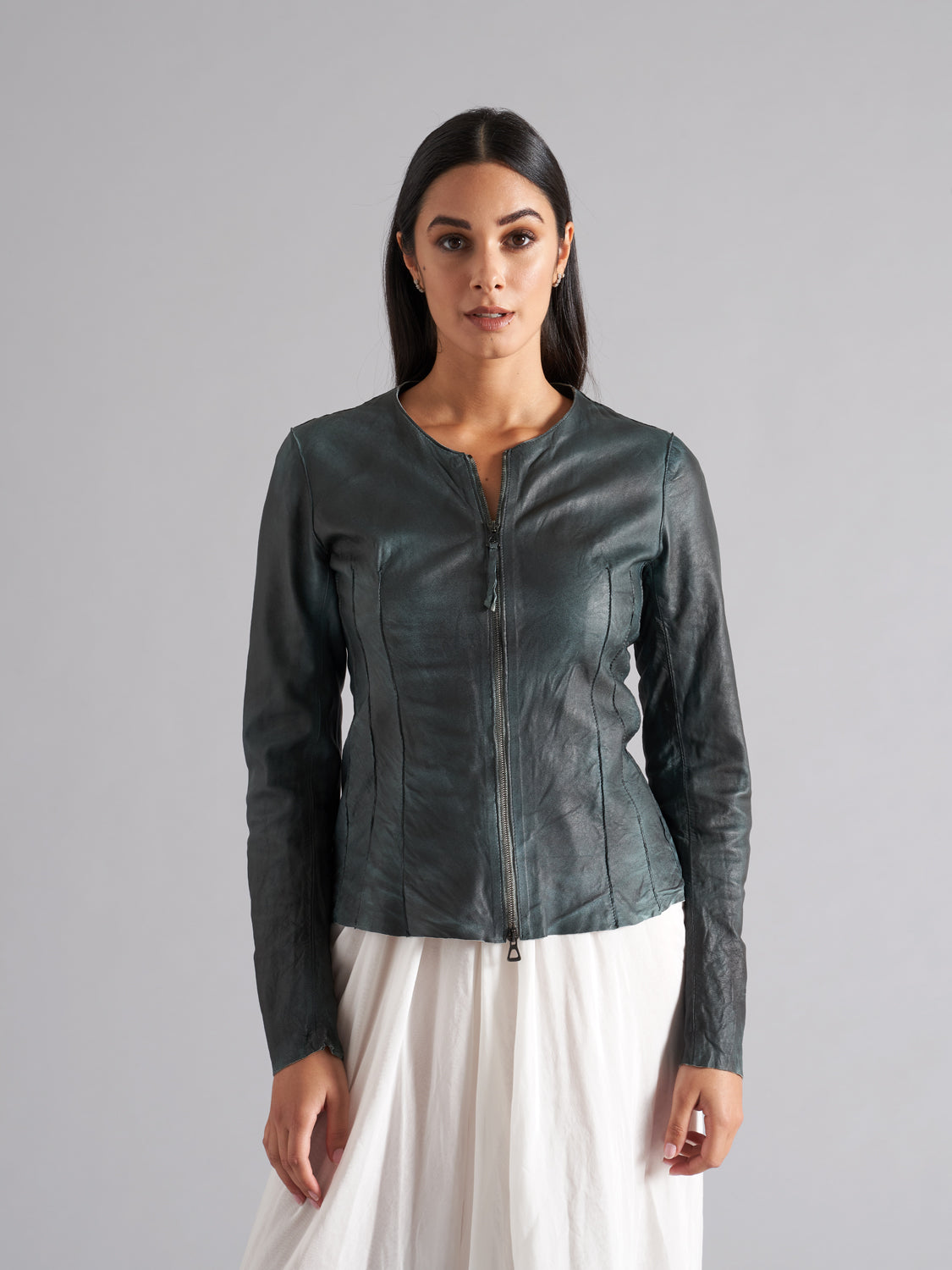 Real leather jacket with zip