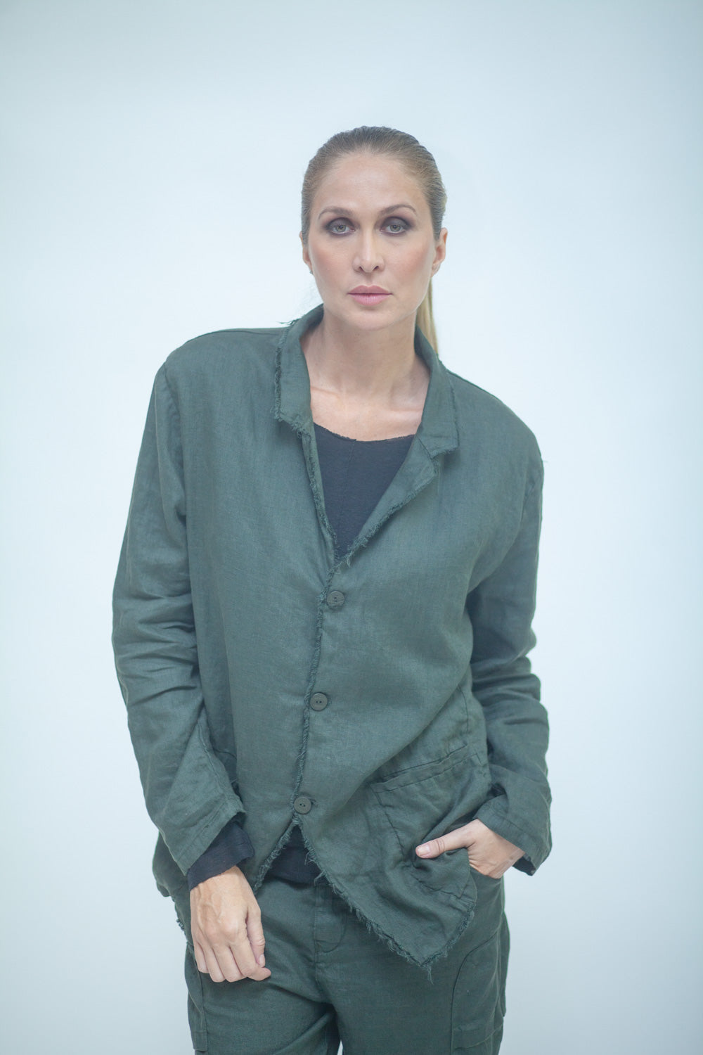 Women's linen shirt jacket LMJA035 W045