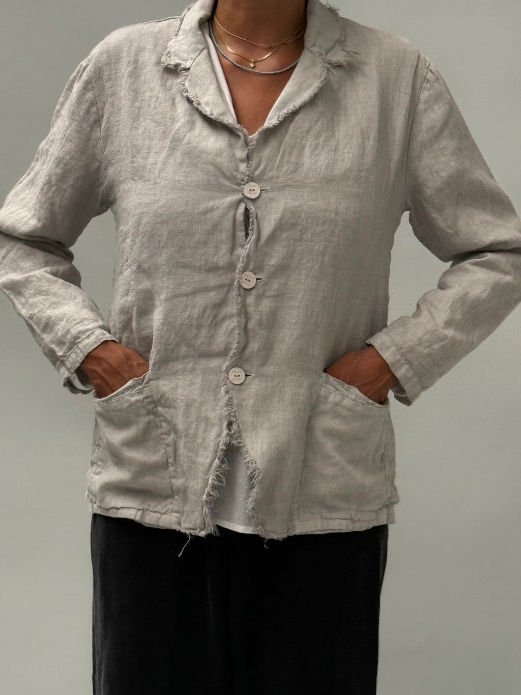 Women's linen shirt jacket LMJA035 W045