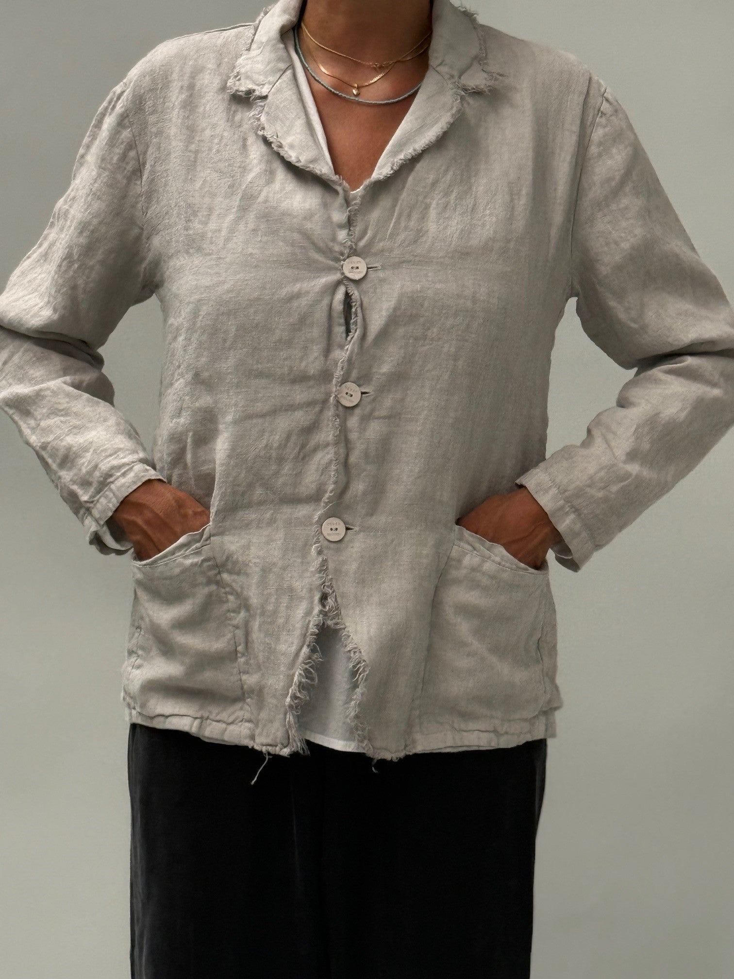 Women's linen shirt jacket LMJA035 W045