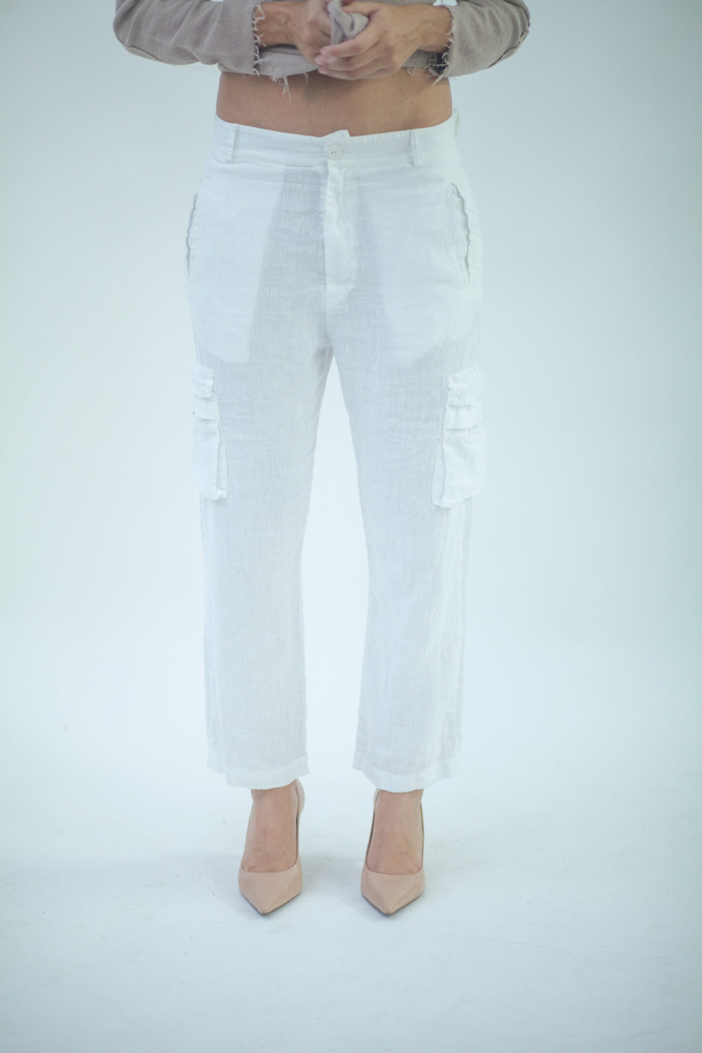 Women's Linen Cargo Pants LMPA055 NO LACE