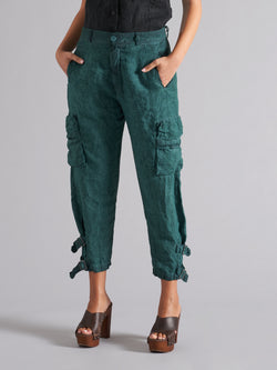 Women's linen cargo trousers LMPA055 W142