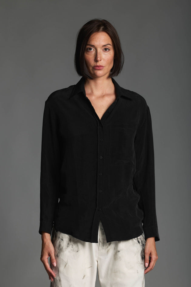 Women's long-sleeved viscose-cupro blend shirt LMSL022 W162