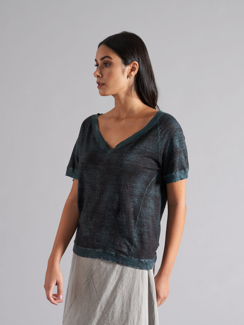 Women's linen short-sleeved t-shirt LTH011