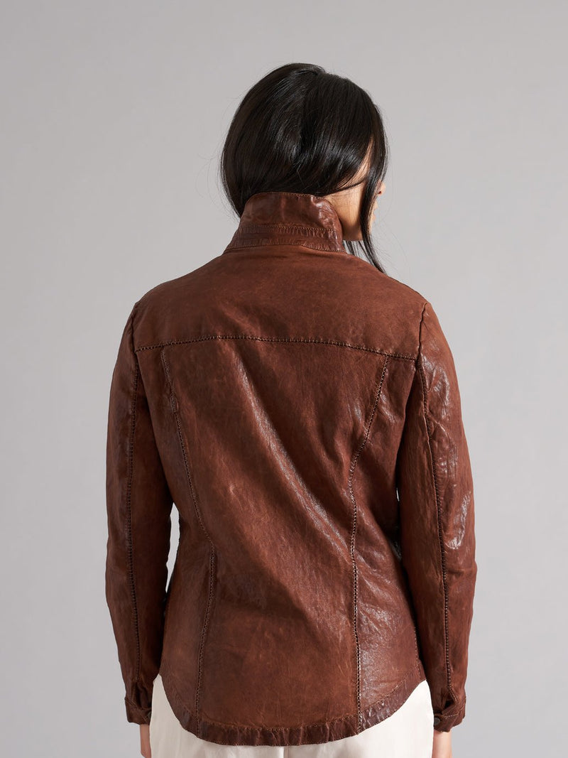 Women's biker jacket in genuine leather LJL038