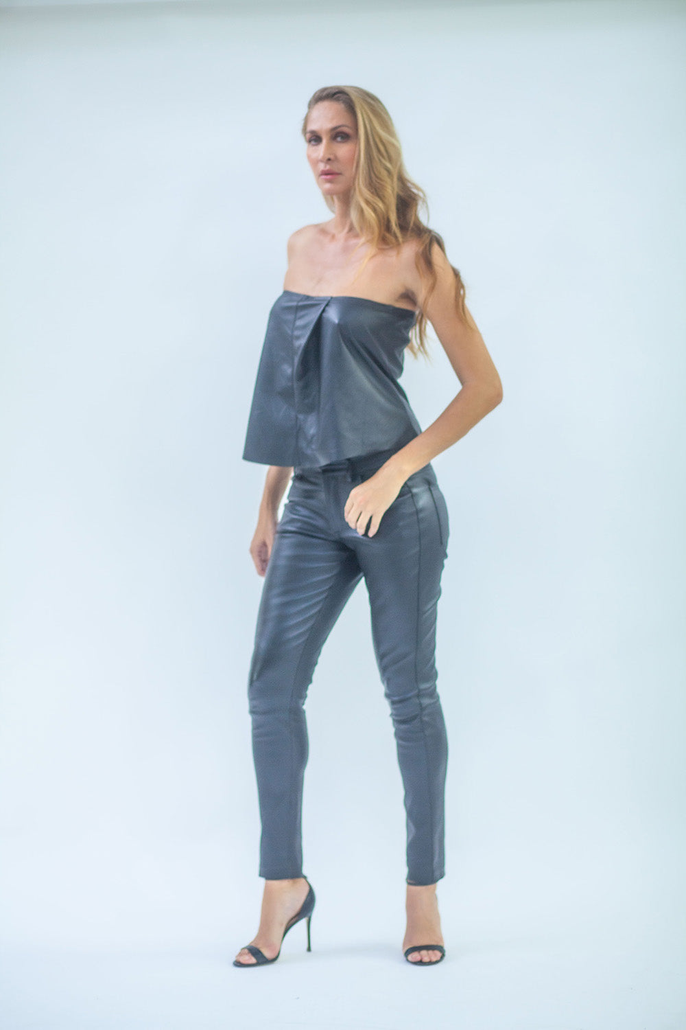 LVE002 women's leather bandeau top