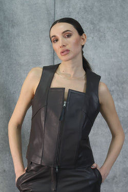 LVE002 women's leather vest