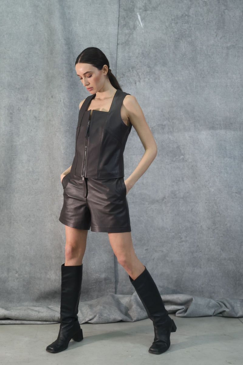 LVE002 women's leather vest