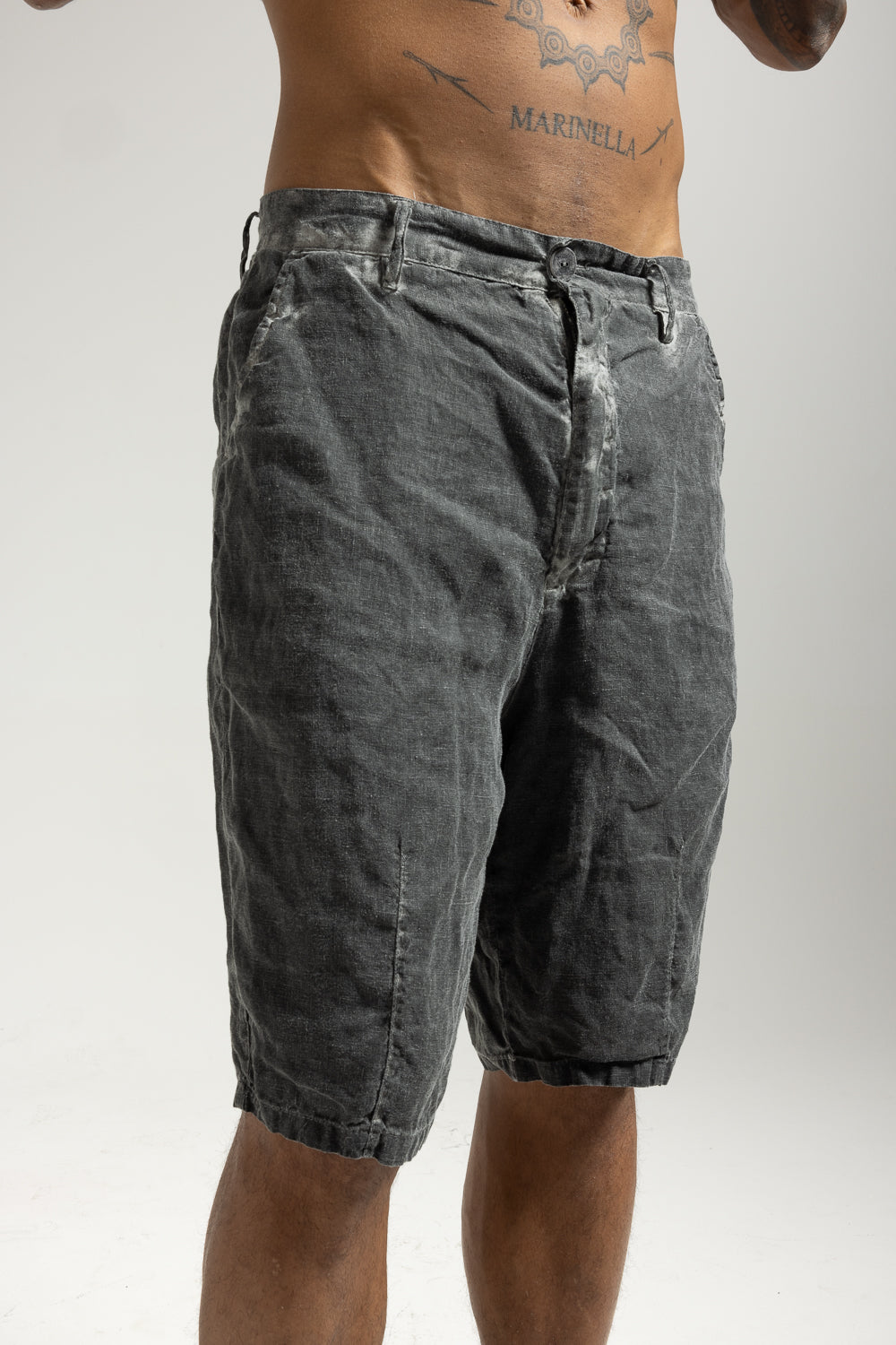 Coat effect linen Bermuda shorts for men MBE009