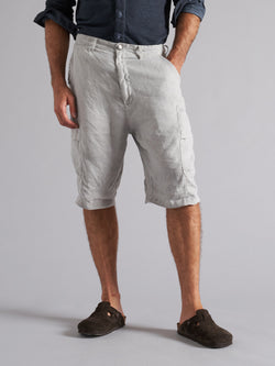 Men's linen Bermuda shorts with side pockets MBE012