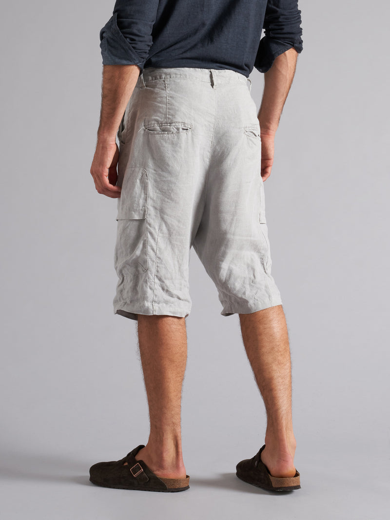 Men's linen Bermuda shorts with side pockets MBE012