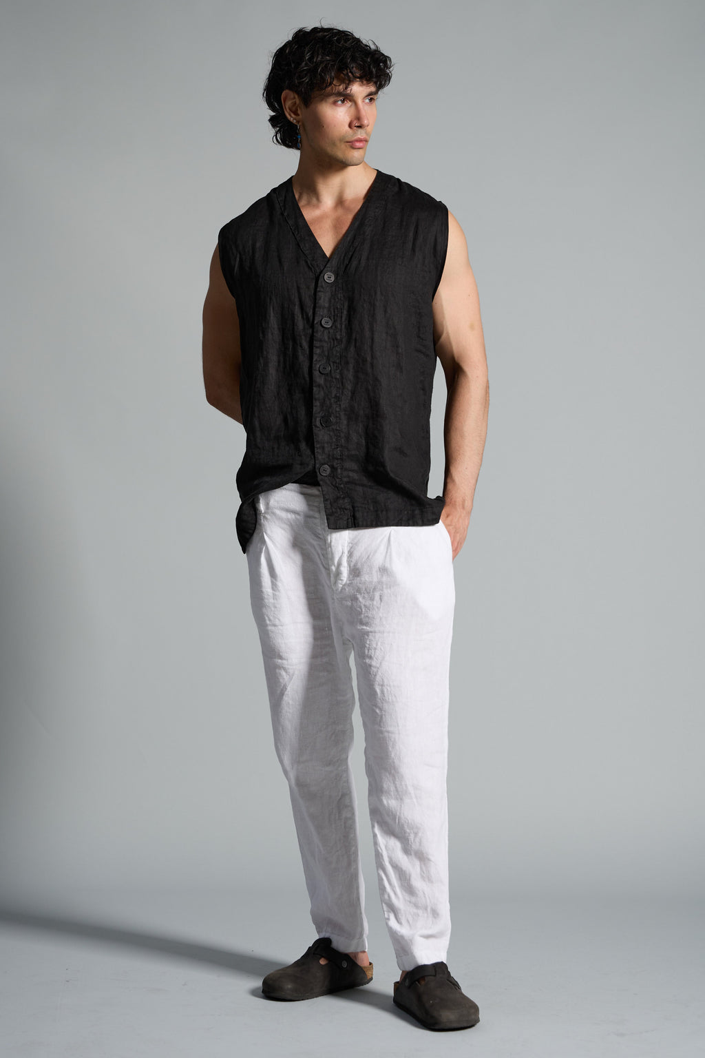 Gilet uomo 100% lino MBW006