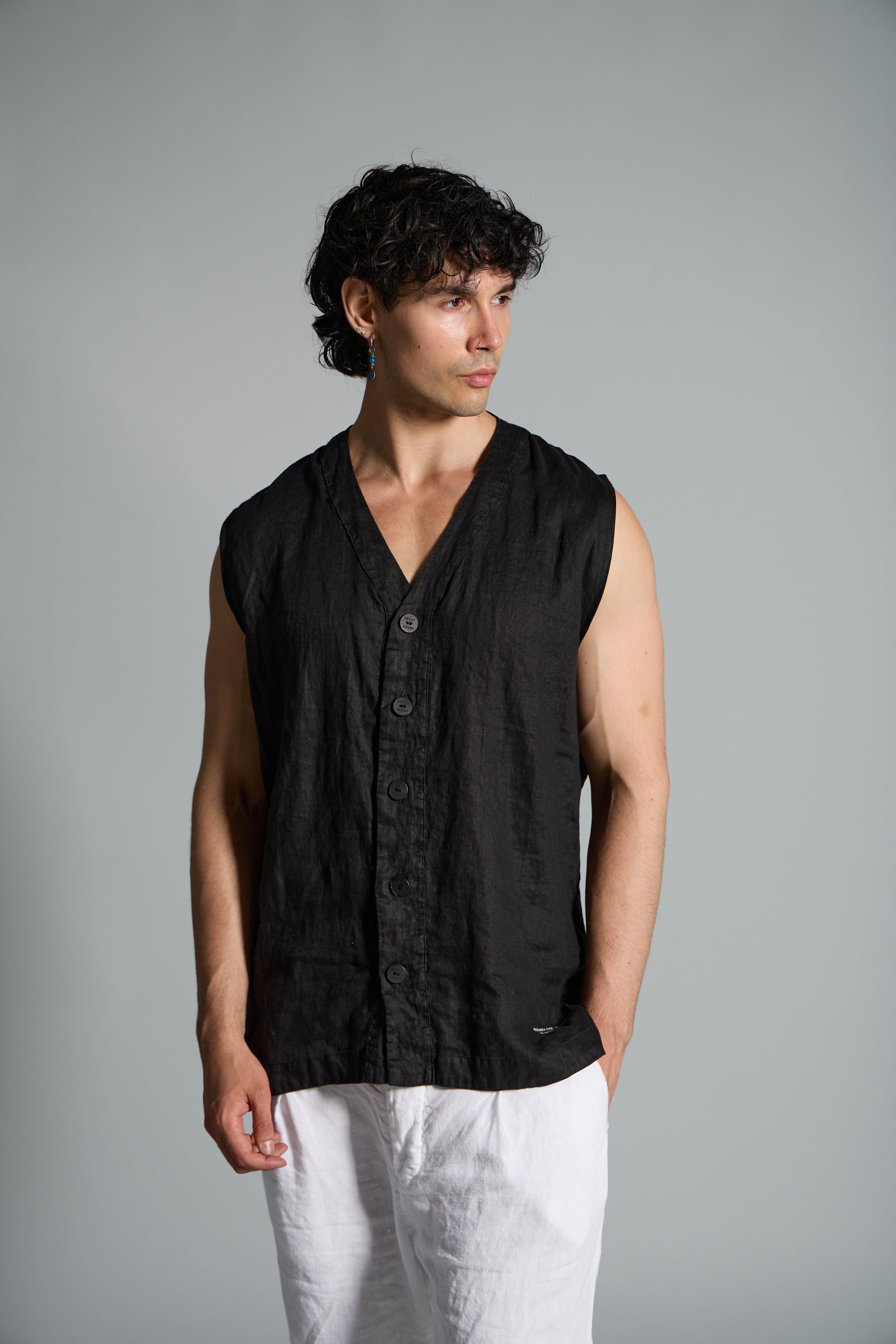 Gilet uomo 100% lino MBW006