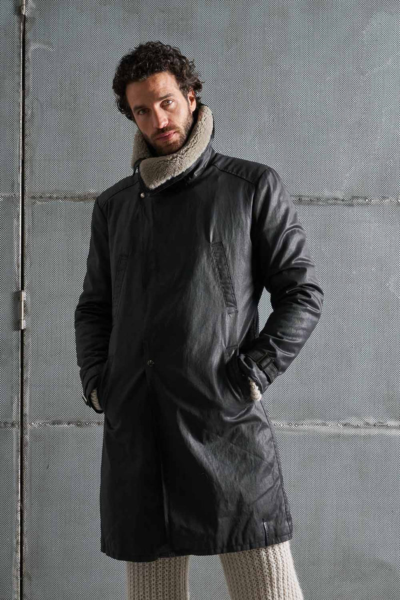 Cappotto uomo in tessuto twill coat e vero montone MCL001