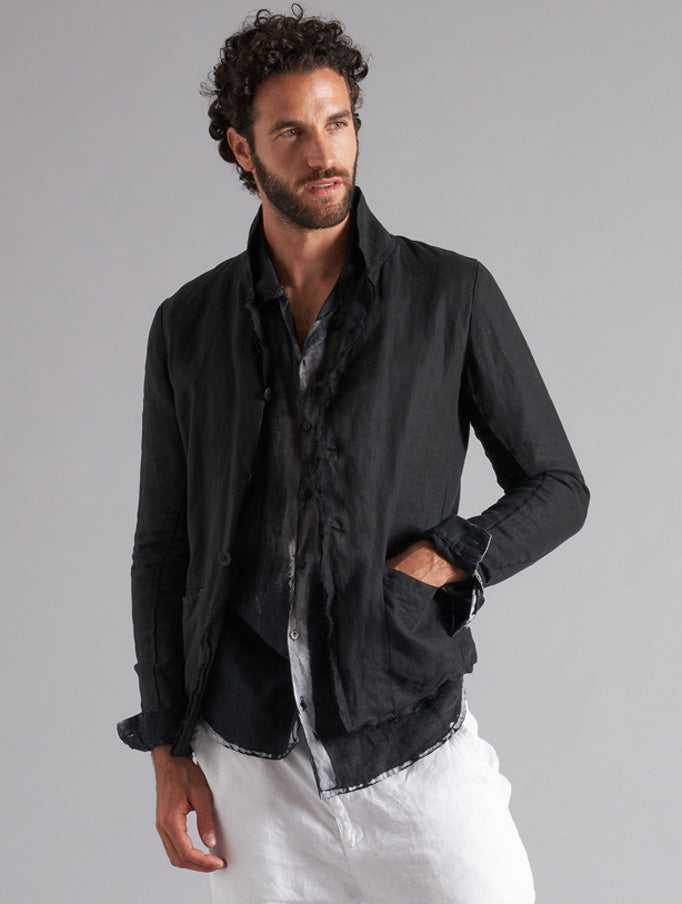 Men's linen shirt jacket MJA035 W045