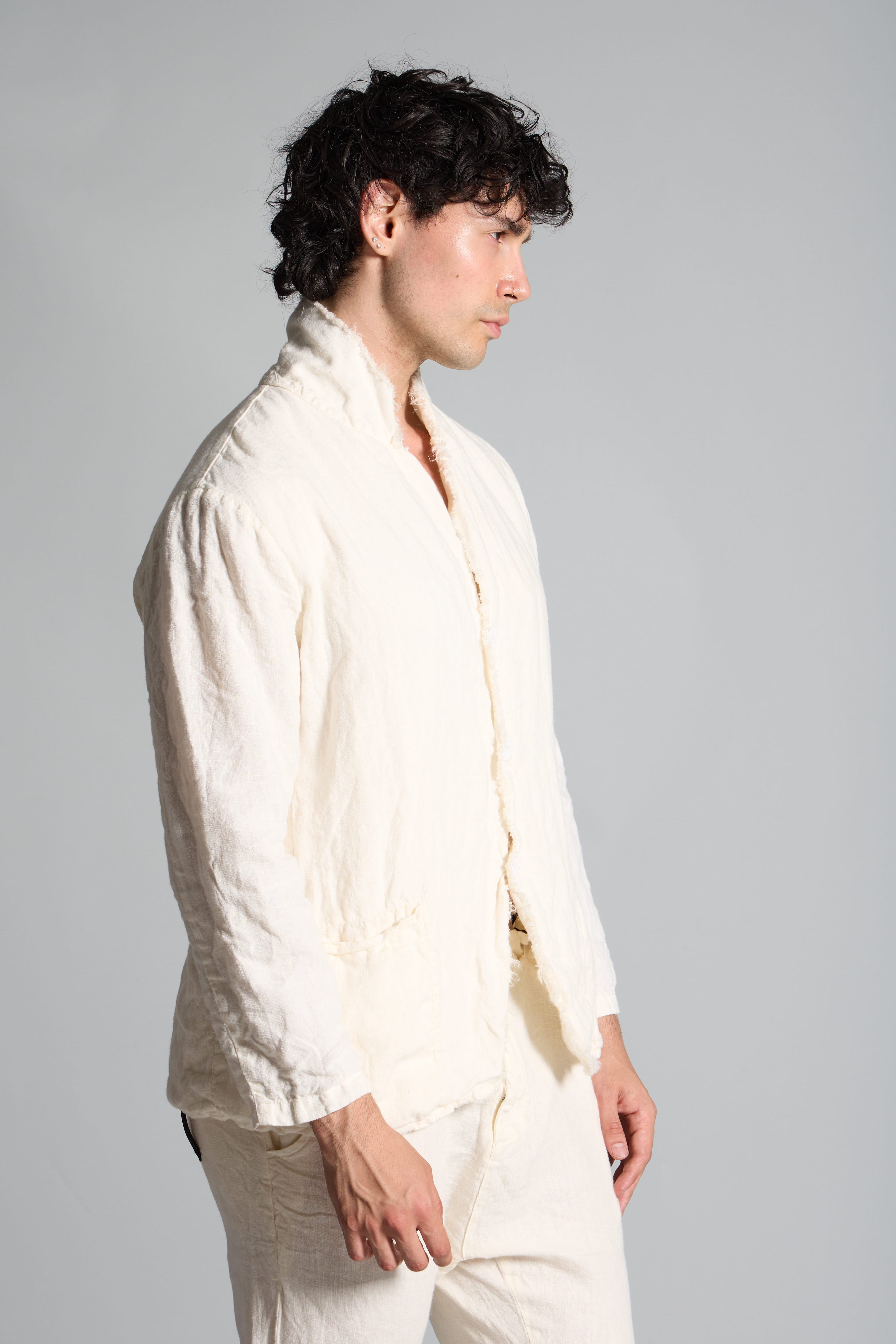 Men's linen shirt jacket MJA035 W045