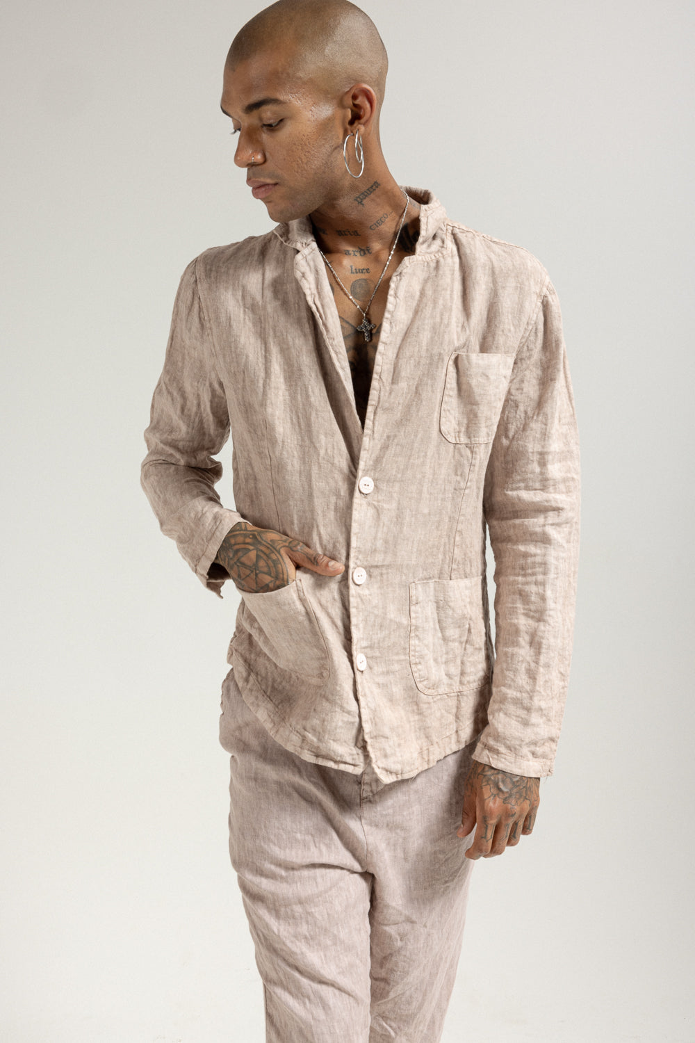Men's linen shirt jacket MJA043