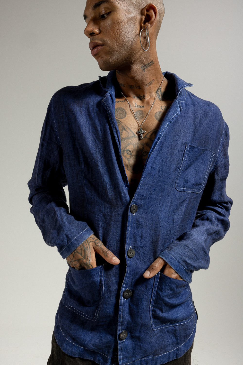 Men's linen shirt jacket MJA043 SH 0