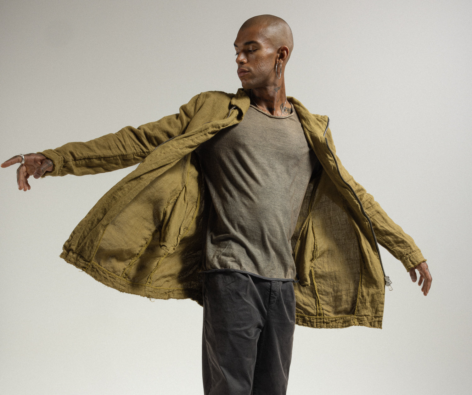 Men's Linen-Cotton Jacket MJA053 W142