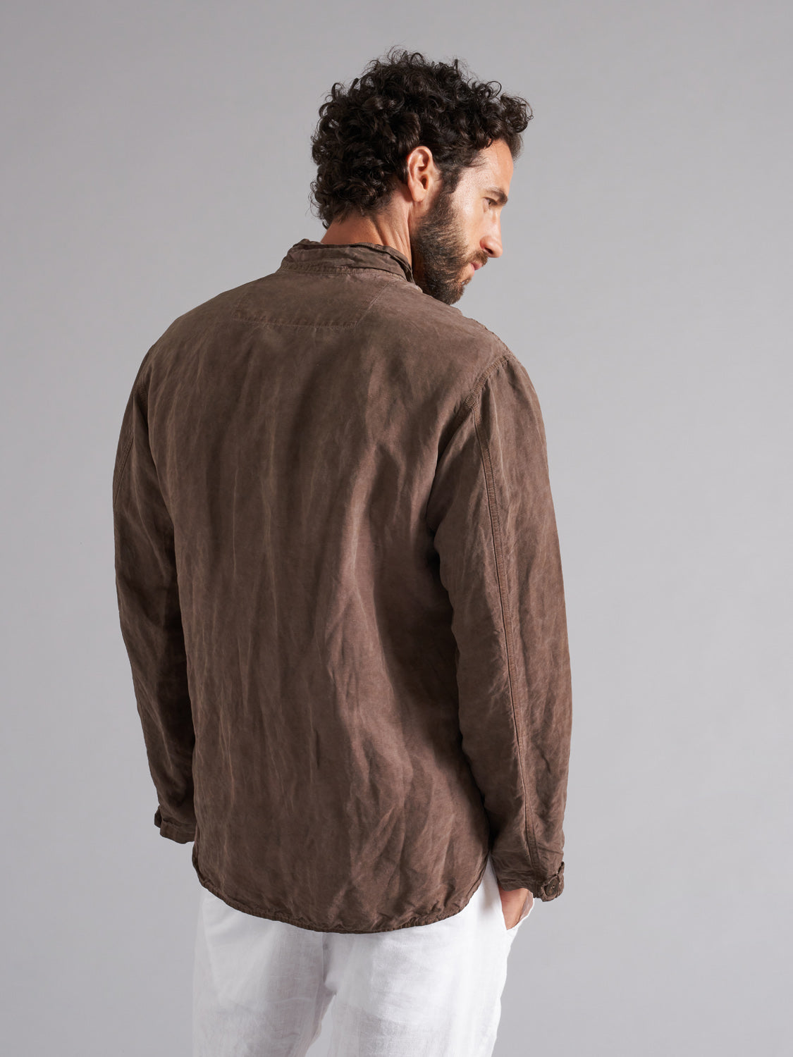 Giacca camicia in lino-cupro uomo MJA021