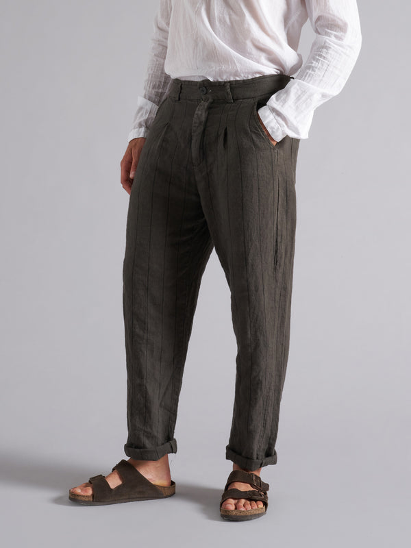 MPA015 men's striped linen trousers