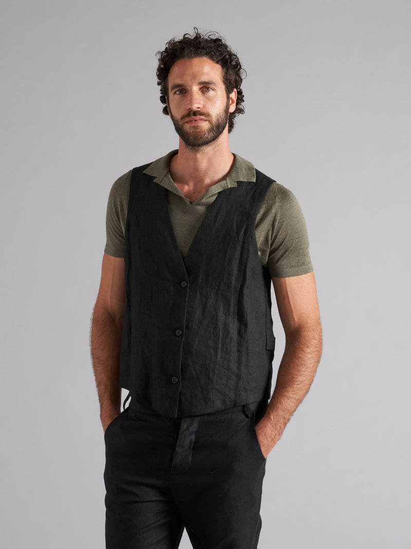 MBW002 W142 men's linen vest