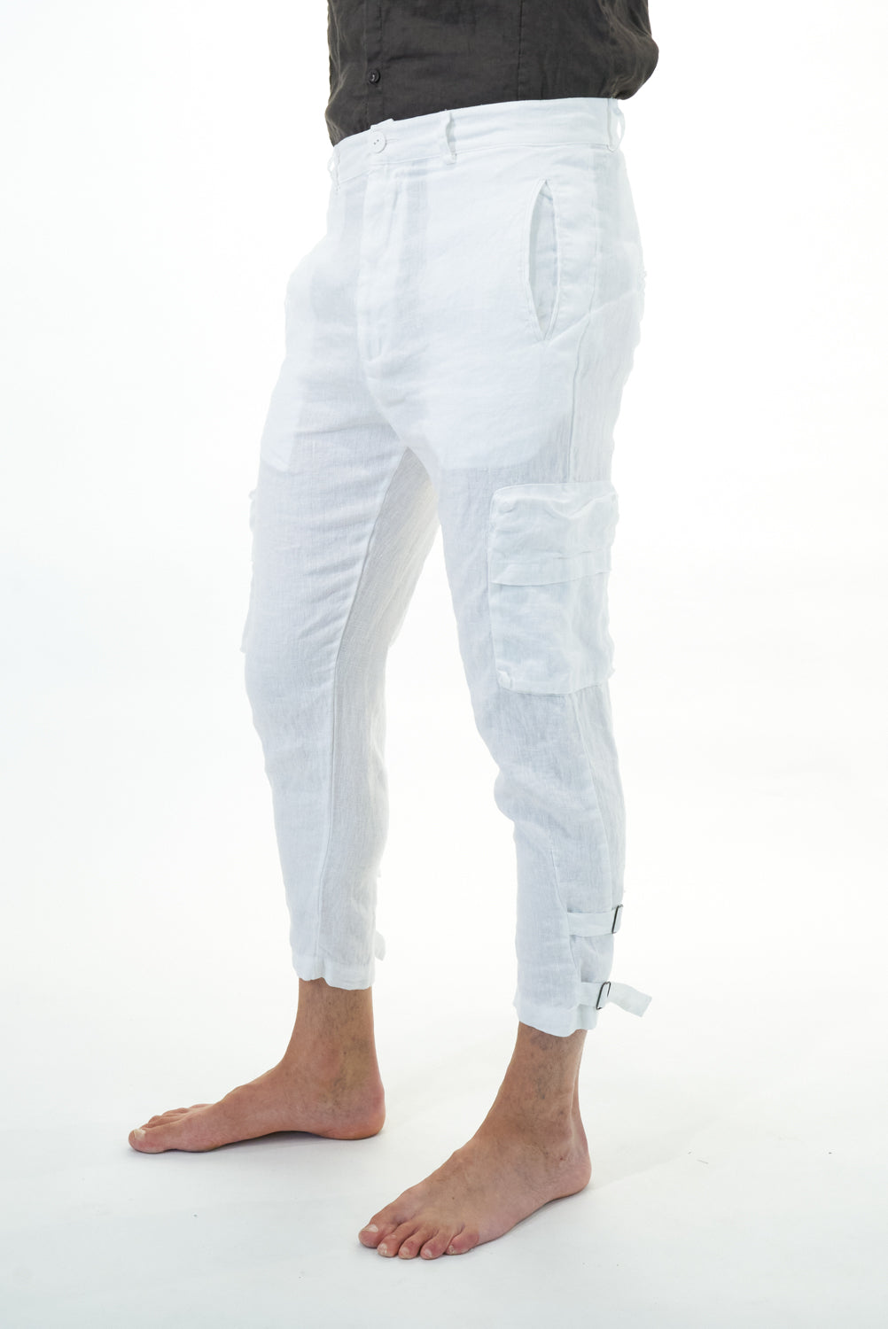 Men's linen cargo trousers MPA055 W142