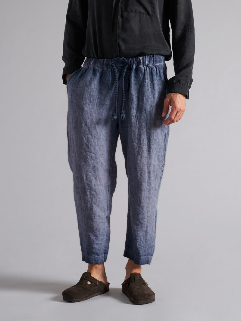 Men's linen trousers with drawstring MPA058