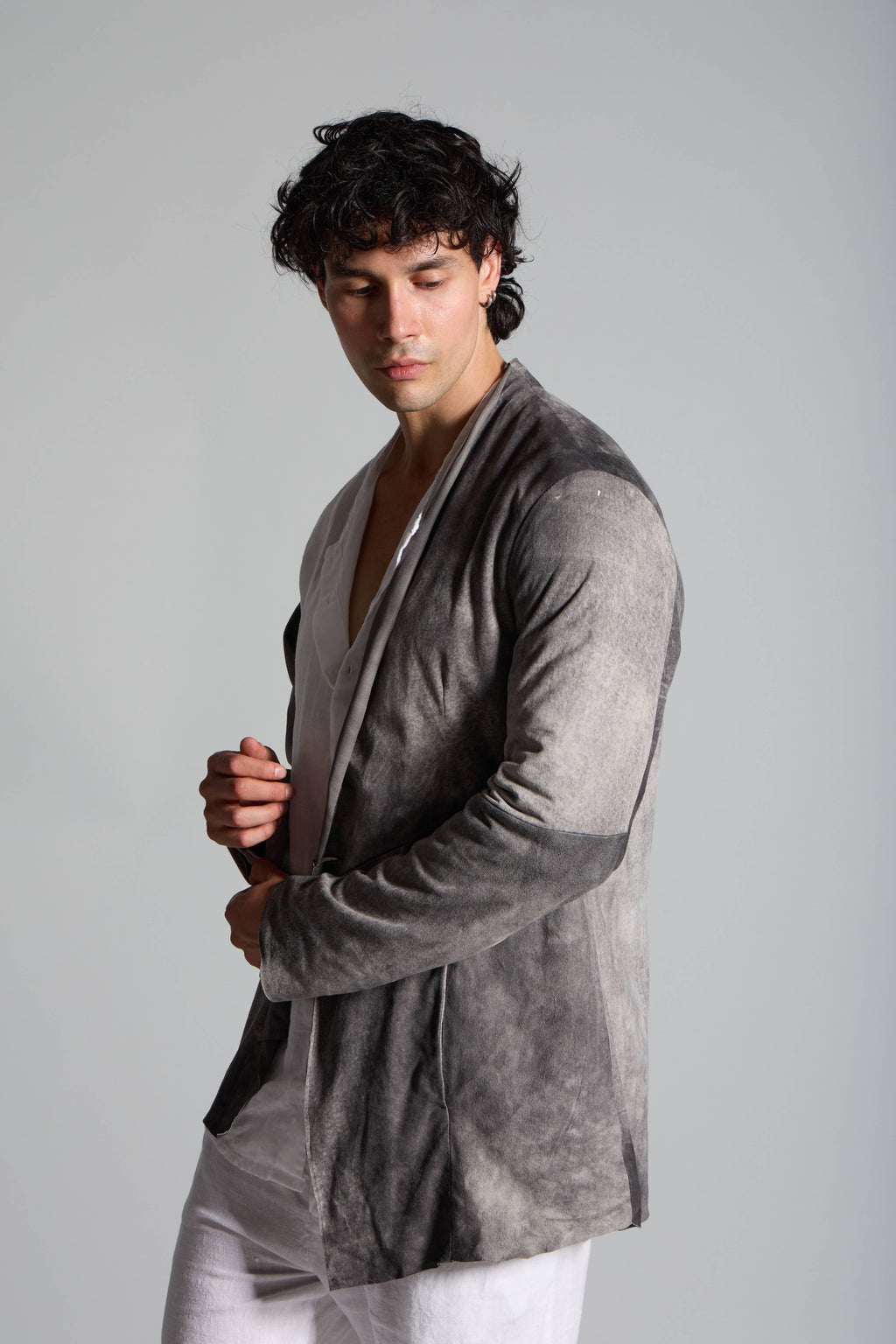Giacca in pelle scamosciata con finitura hand-dyed MJL040 LT-43