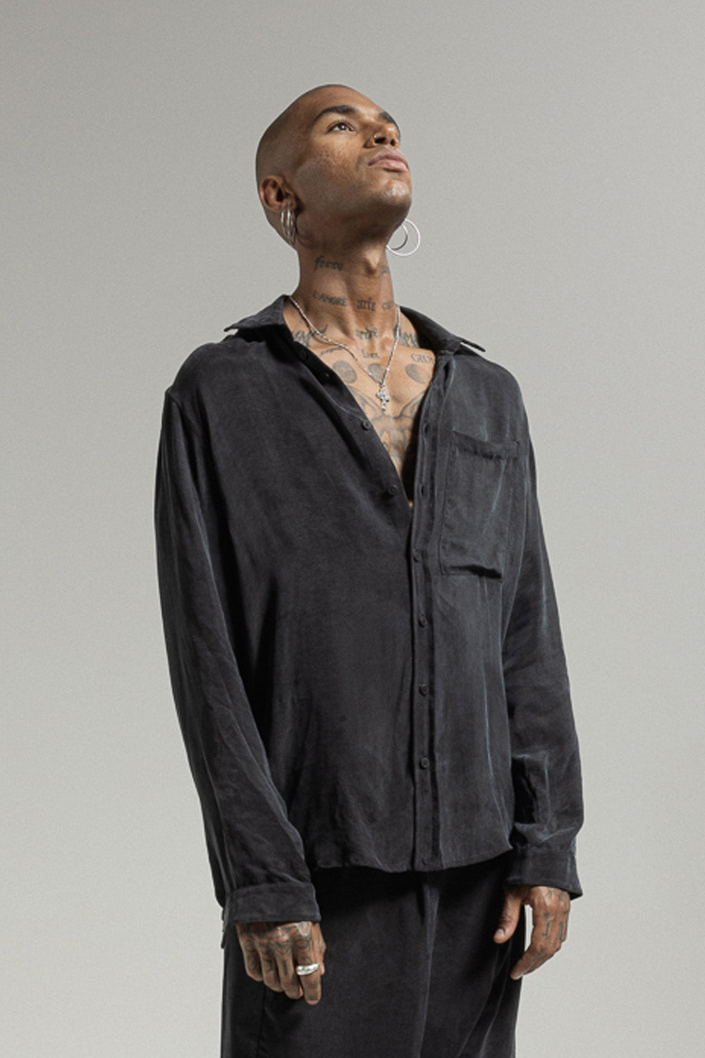 Men's cupro long-sleeved shirt MSL022