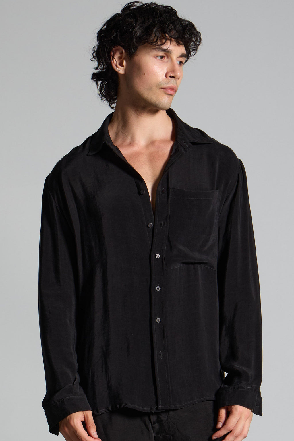 Men's cupro long-sleeved shirt MSL022