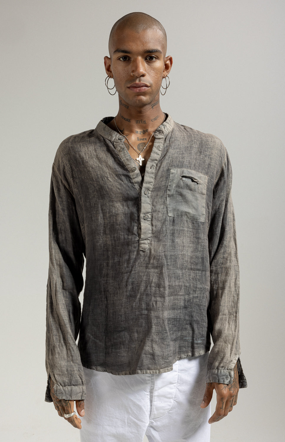 MSL025 long-sleeved linen shirt