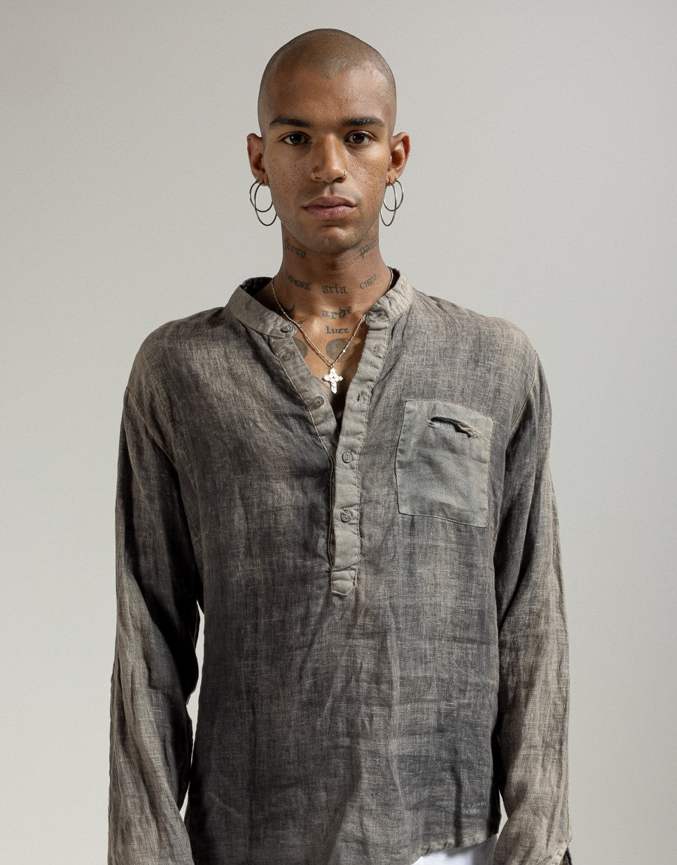 MSL025 long-sleeved linen shirt