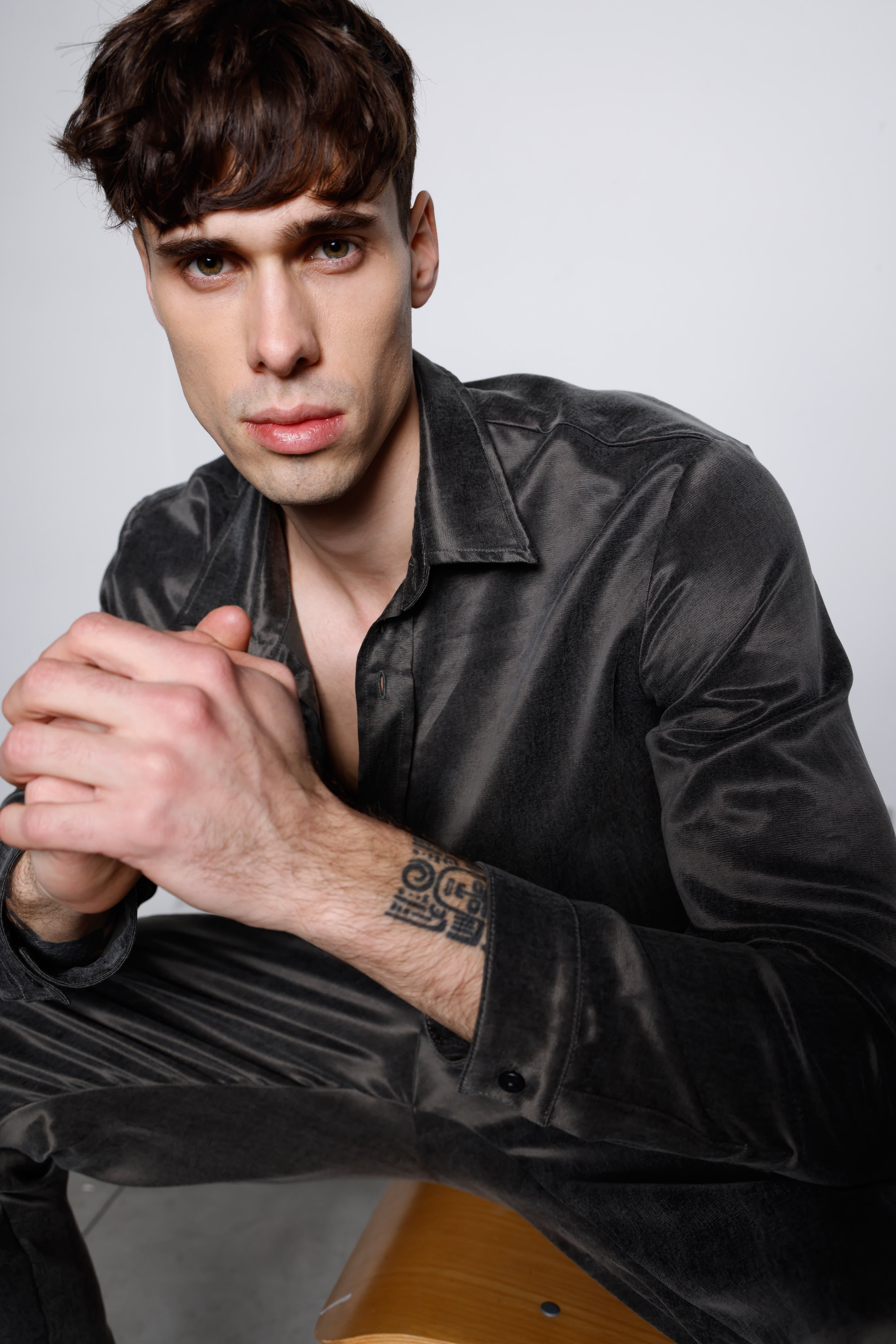 Men's Long-Sleeved Viscose-Cupro Blend Shirt MSL030 W162