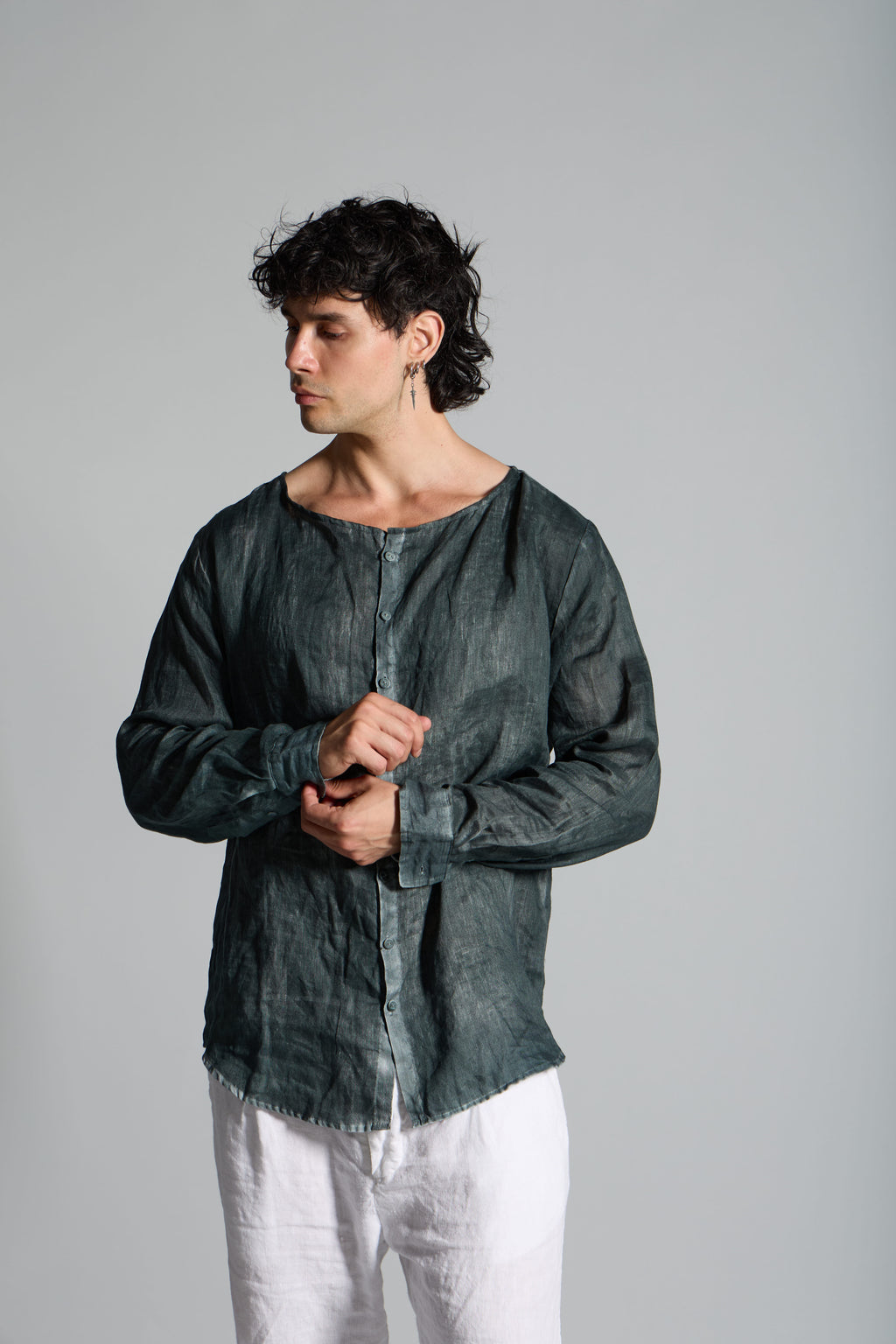Camicia uomo in lino tinto a mano MSL036 SH 0