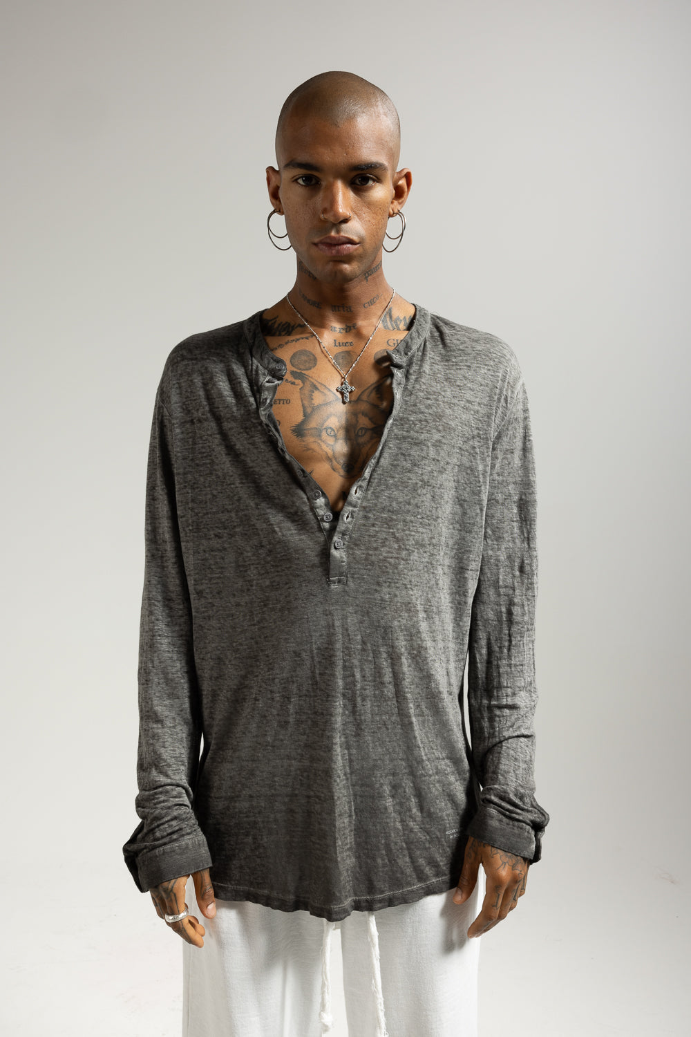 Long-sleeve linen sweater MTL019