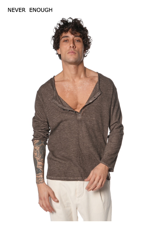 Long-sleeved cotton-wool blend t-shirt MTL024