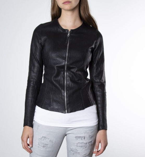 Real leather jacket with zip